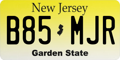 NJ license plate B85MJR
