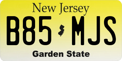 NJ license plate B85MJS