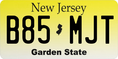 NJ license plate B85MJT