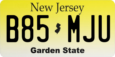 NJ license plate B85MJU