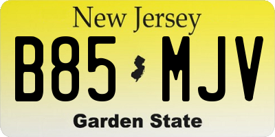 NJ license plate B85MJV