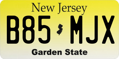 NJ license plate B85MJX