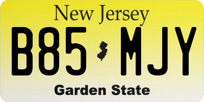 NJ license plate B85MJY