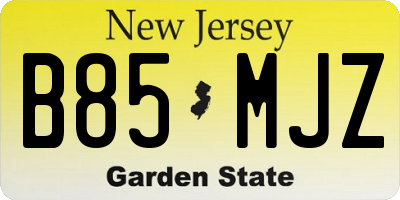 NJ license plate B85MJZ