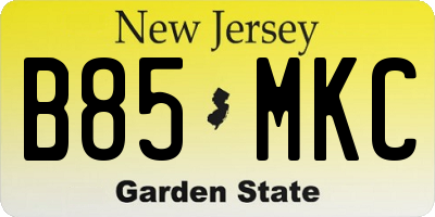 NJ license plate B85MKC