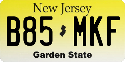 NJ license plate B85MKF