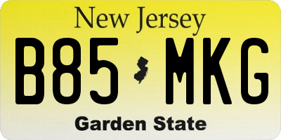 NJ license plate B85MKG