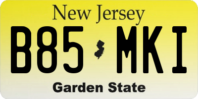 NJ license plate B85MKI
