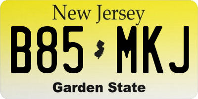 NJ license plate B85MKJ