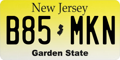 NJ license plate B85MKN