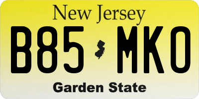 NJ license plate B85MKO