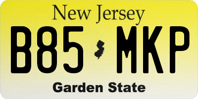 NJ license plate B85MKP