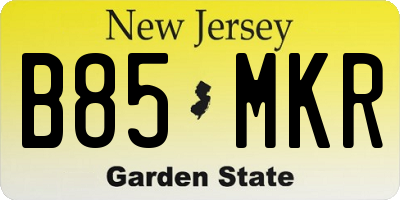 NJ license plate B85MKR