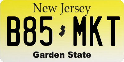 NJ license plate B85MKT