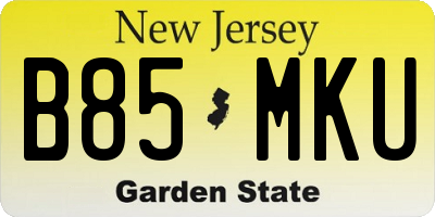 NJ license plate B85MKU