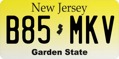 NJ license plate B85MKV