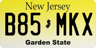 NJ license plate B85MKX