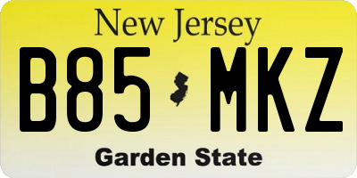 NJ license plate B85MKZ