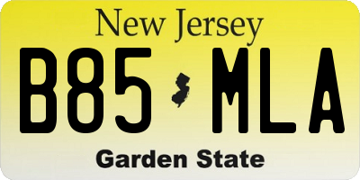 NJ license plate B85MLA