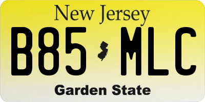 NJ license plate B85MLC