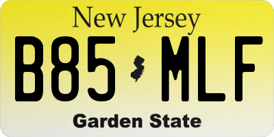 NJ license plate B85MLF