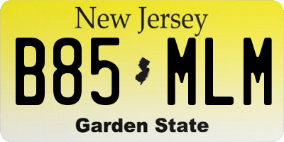 NJ license plate B85MLM
