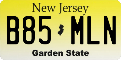 NJ license plate B85MLN