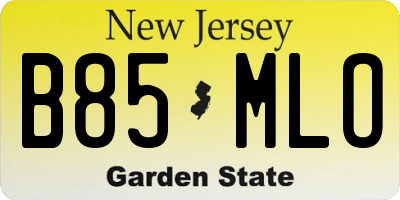 NJ license plate B85MLO
