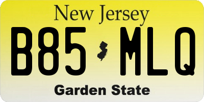 NJ license plate B85MLQ