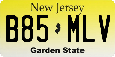 NJ license plate B85MLV