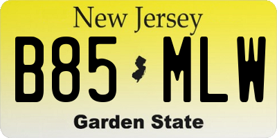 NJ license plate B85MLW