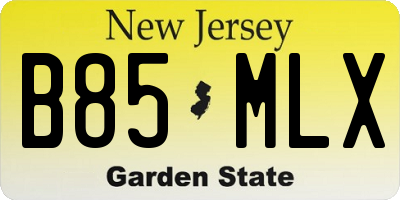 NJ license plate B85MLX