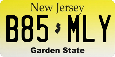 NJ license plate B85MLY