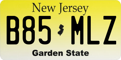 NJ license plate B85MLZ