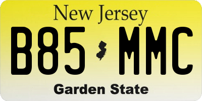 NJ license plate B85MMC
