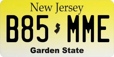 NJ license plate B85MME