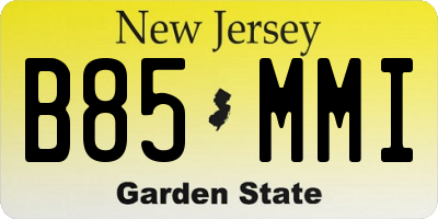 NJ license plate B85MMI