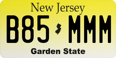 NJ license plate B85MMM