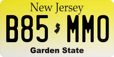 NJ license plate B85MMO