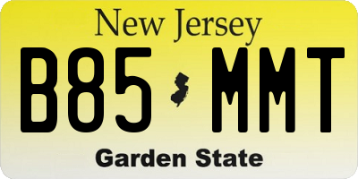 NJ license plate B85MMT