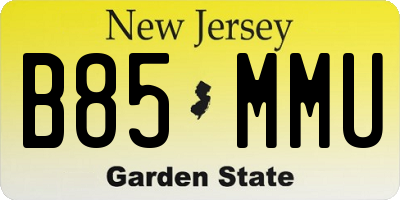 NJ license plate B85MMU