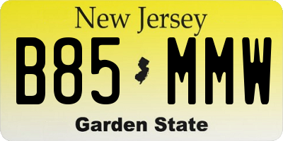 NJ license plate B85MMW