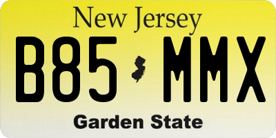 NJ license plate B85MMX
