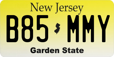 NJ license plate B85MMY