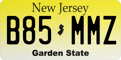 NJ license plate B85MMZ