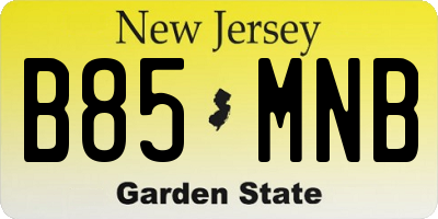 NJ license plate B85MNB