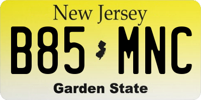 NJ license plate B85MNC