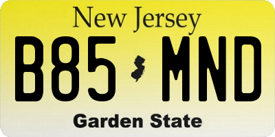 NJ license plate B85MND