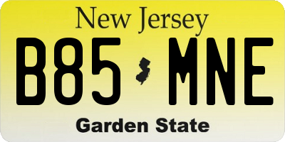 NJ license plate B85MNE