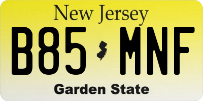 NJ license plate B85MNF